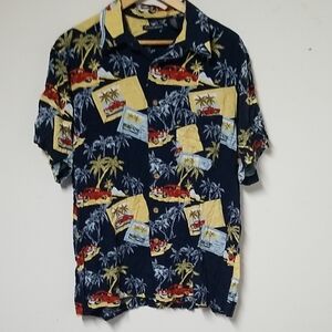 Vibrant Navy Car Print Men's Casual Shirt